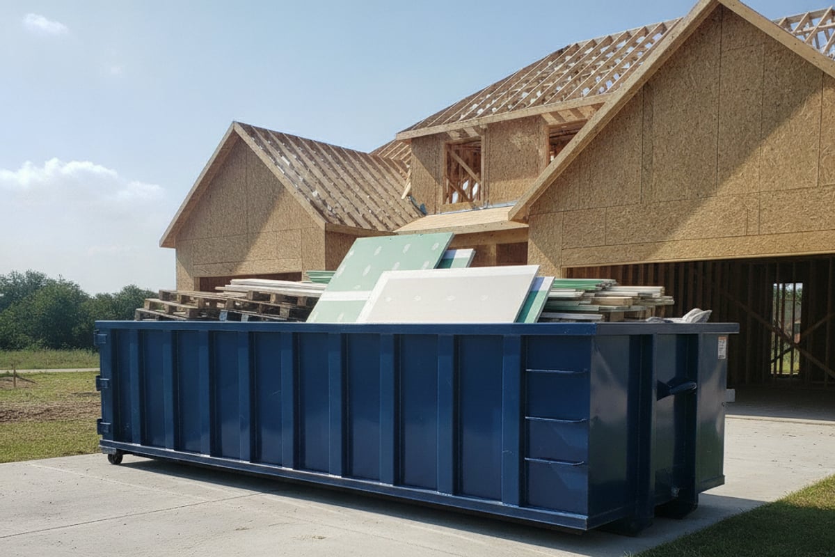 Construction dumpster rental at a Seguin job site